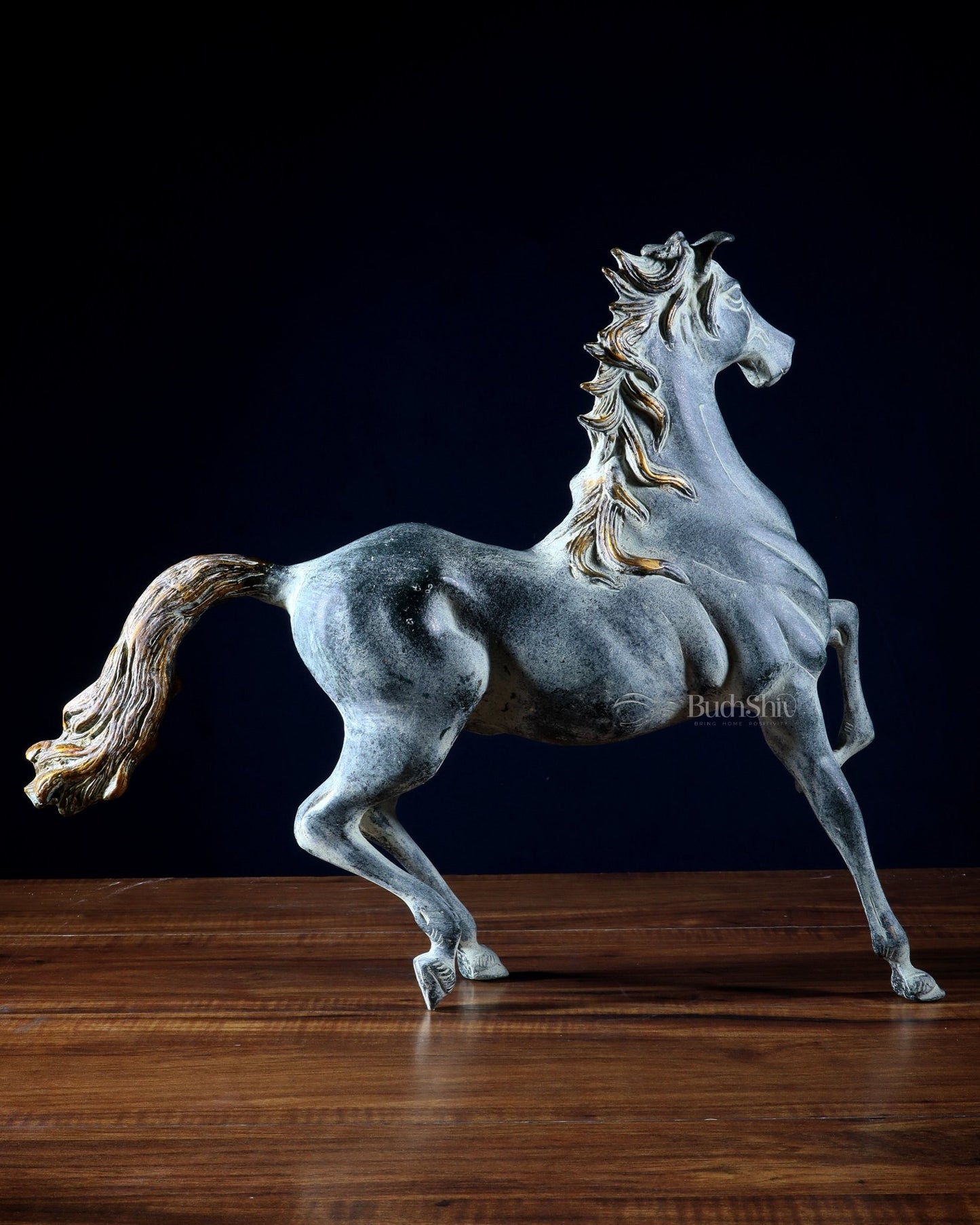 Vintage Brass Galloping Horse Feng Shui Approved Statue - Budhshiv.com