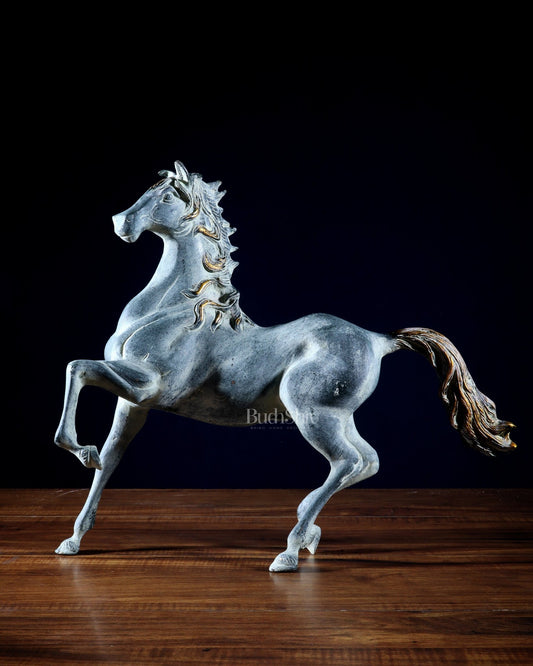 Vintage Brass Galloping Horse Feng Shui Approved Statue - Budhshiv.com