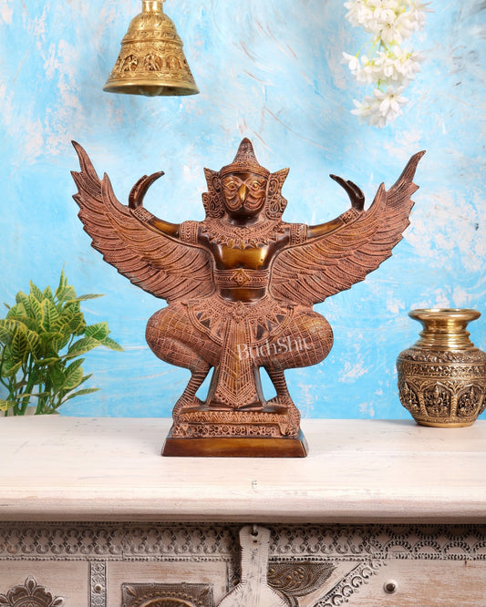 Vintage Brass Garuda with Open Wings – 14" vintage sand patina - Budhshiv.com