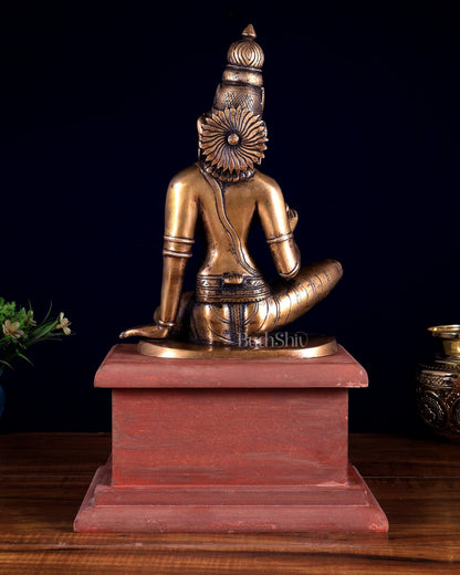 Vintage Brass Goddess Uma Parvati Bhoga Shakti on Rustic Wooden Base 15 inch - Budhshiv.com