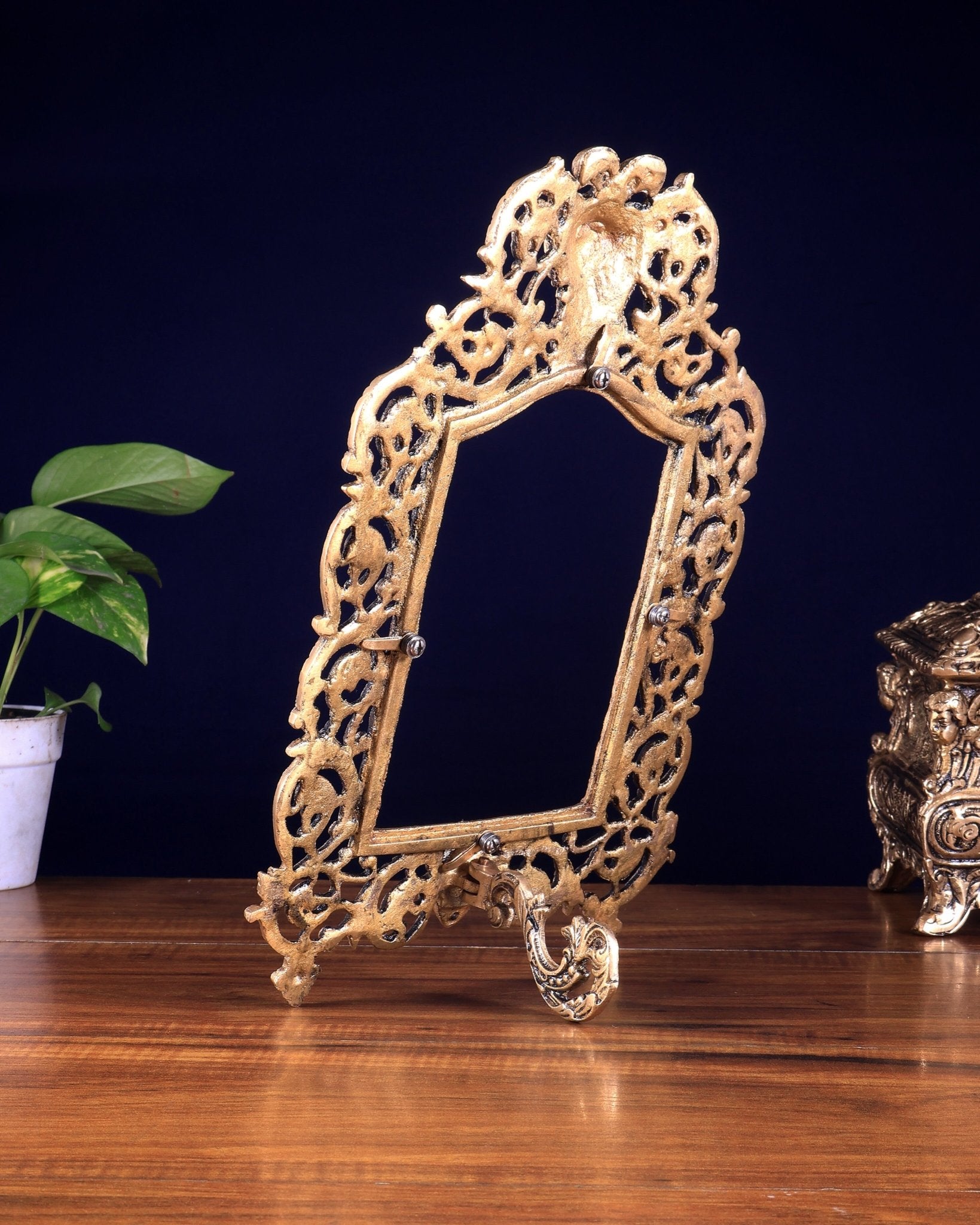 Vintage Brass Greek Design Photo Frame – Wall Hanging & Tabletop - Budhshiv.com