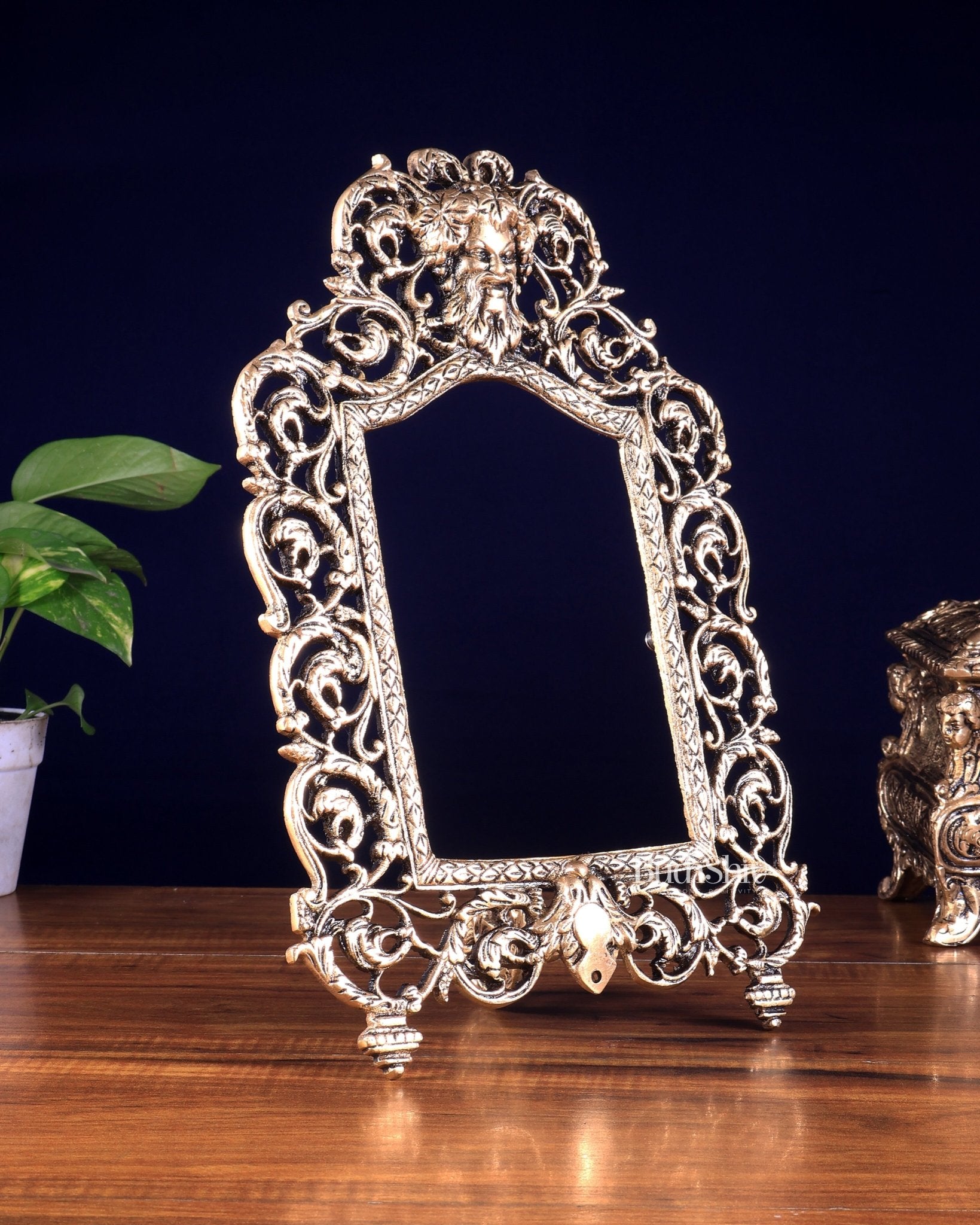 Vintage Brass Greek Design Photo Frame – Wall Hanging & Tabletop - Budhshiv.com
