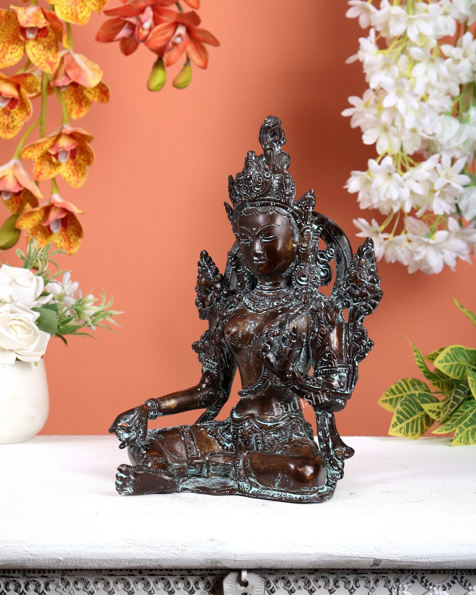 Vintage Brass Green Tara Super antique tone - Budhshiv.com