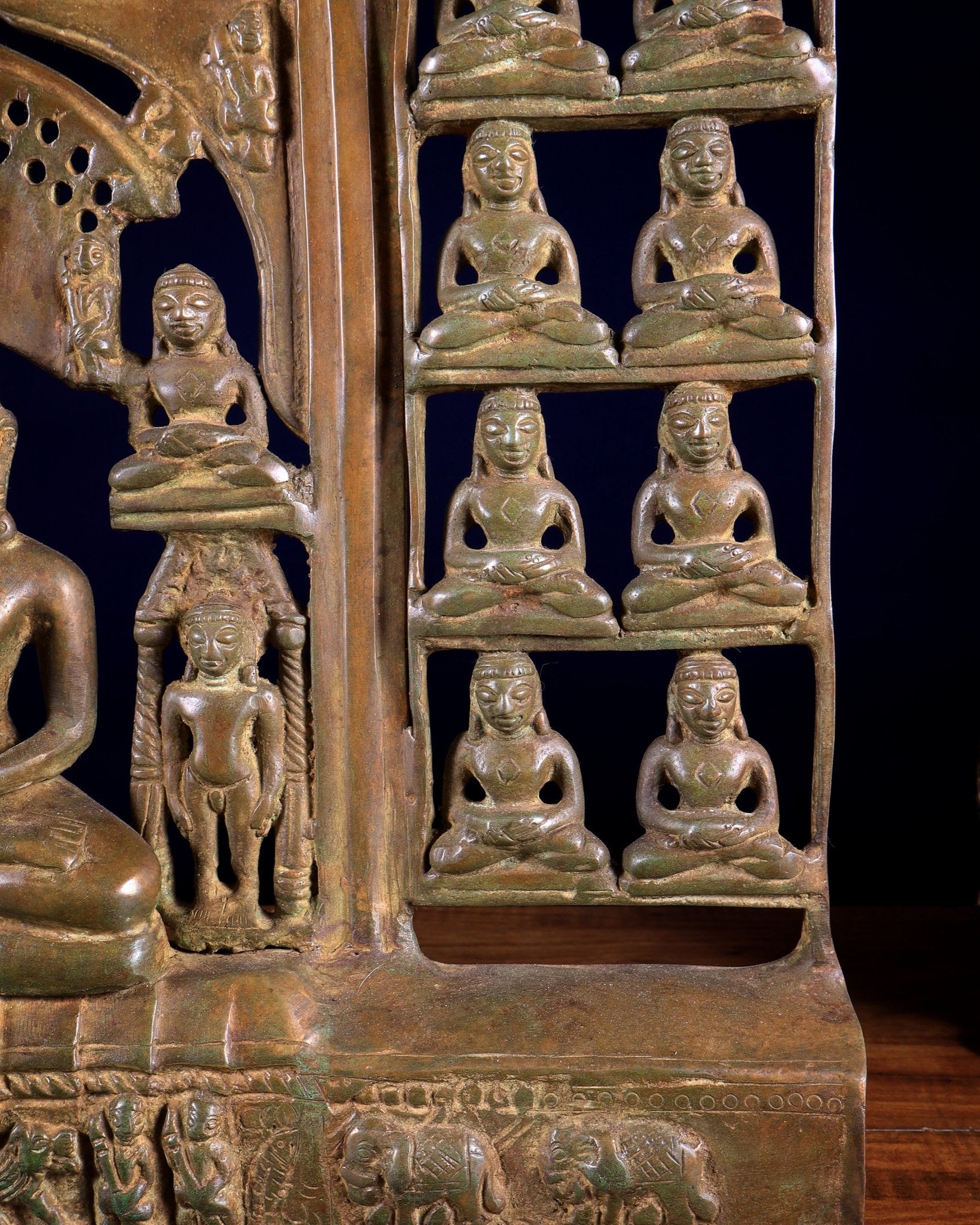 Vintage Brass Jain Tirthankaras with Mahavir Ji Sculpture – Divine Brass Idol - Budhshiv.com