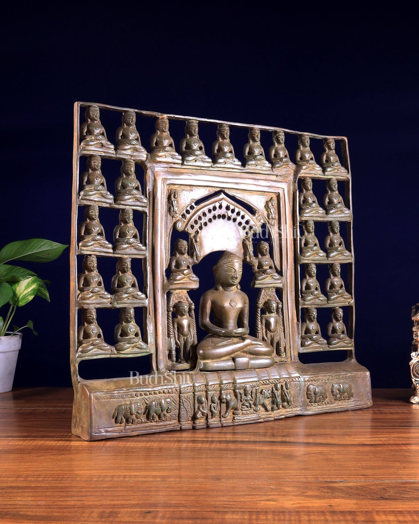 Vintage Brass Jain Tirthankaras with Mahavir Ji Sculpture – Divine Brass Idol - Budhshiv.com