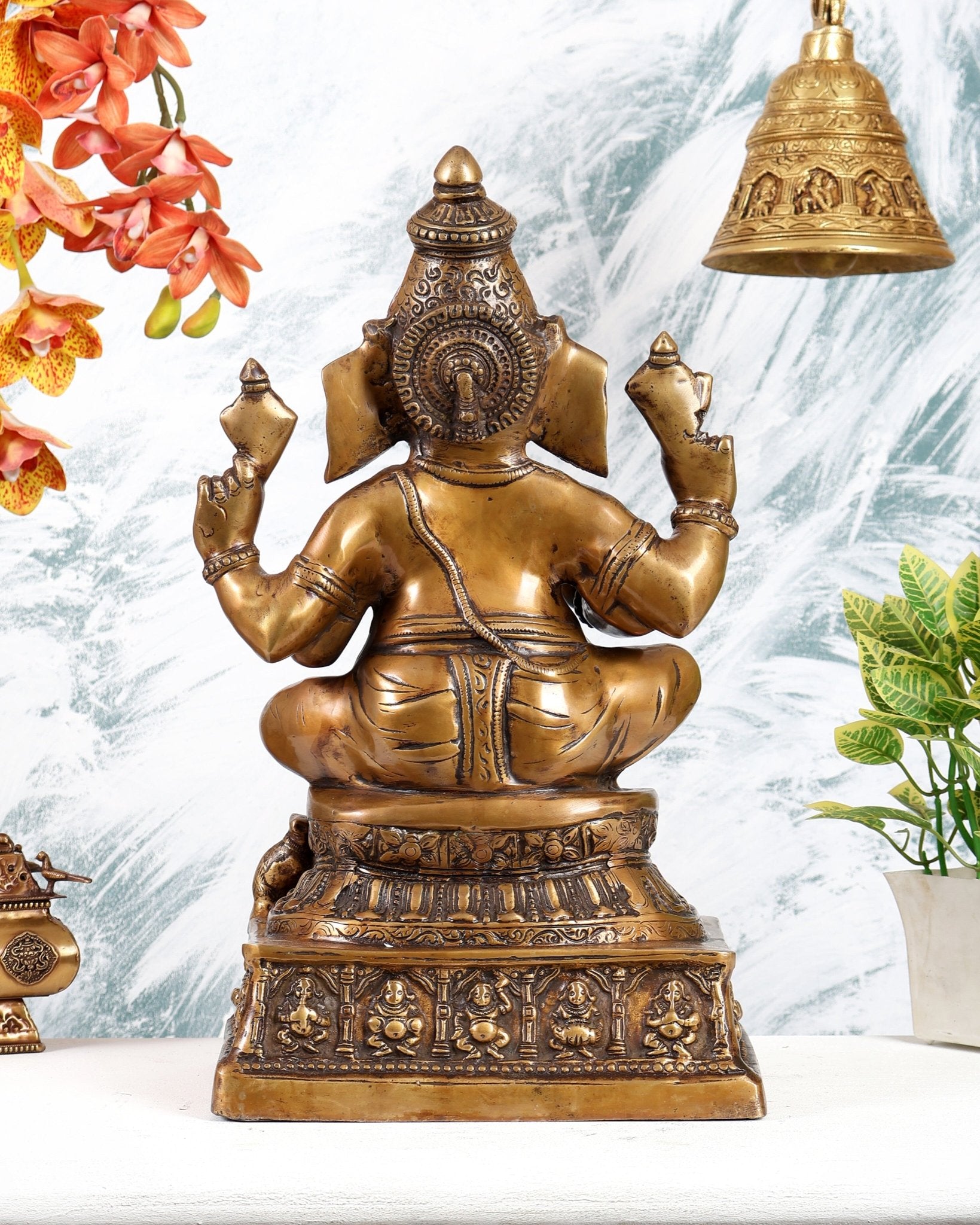 Vintage Brass Lord Ganesha Statue – Rare Collectible Heritage Sculpture (17.5 Inches) - Budhshiv.com