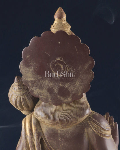 Vintage Brass Lord Hanuman Sculpture in Sand Finish – 15 Inches - Budhshiv.com