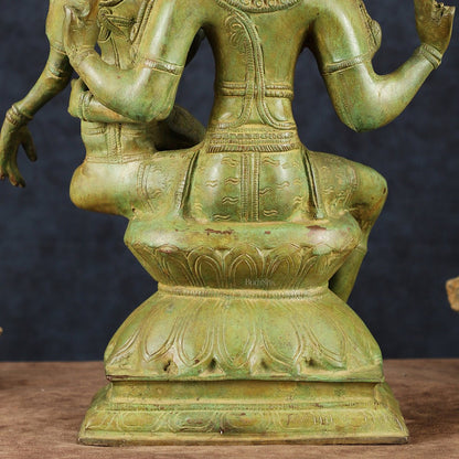 Vintage Brass Lord Shiva and Goddess Parvati Idol - 15" Height - Budhshiv.com