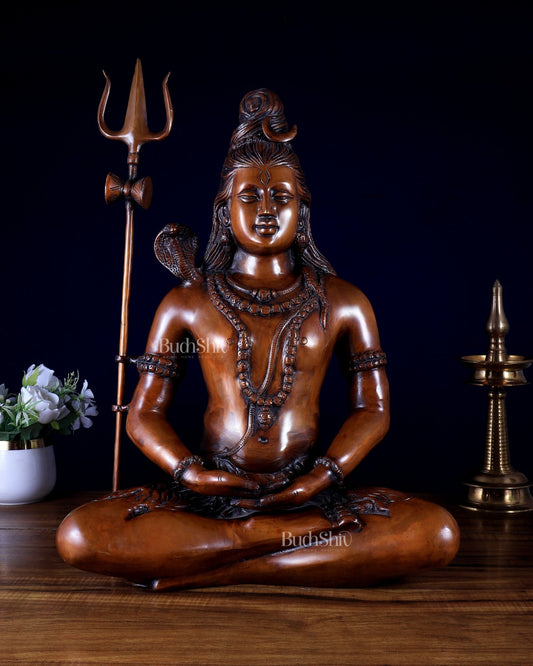 Vintage Brass Lord Shiva Statue | 20" Height - Budhshiv.com