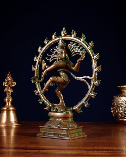 Vintage Brass Nataraja Sculpture – 9.2” Chola Bronze Tone - Budhshiv.com