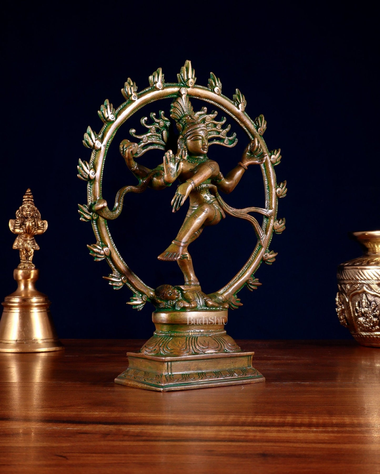 Vintage Brass Nataraja Sculpture – 9.2” Chola Bronze Tone - Budhshiv.com