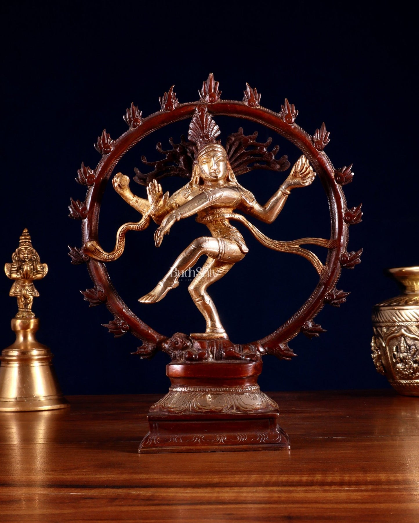 Vintage Brass Nataraja Sculpture – 9.2” double chola tone - Budhshiv.com