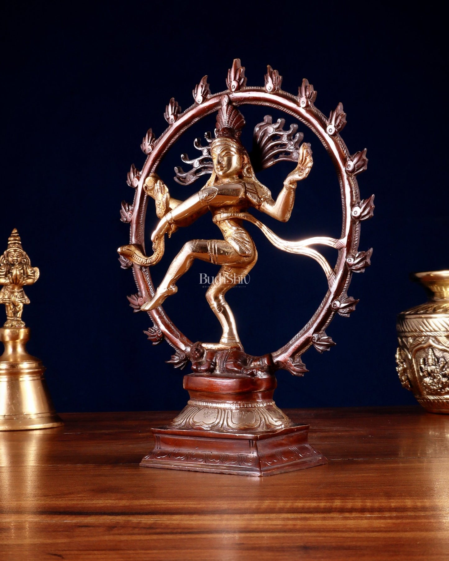 Vintage Brass Nataraja Sculpture – 9.2” double chola tone - Budhshiv.com