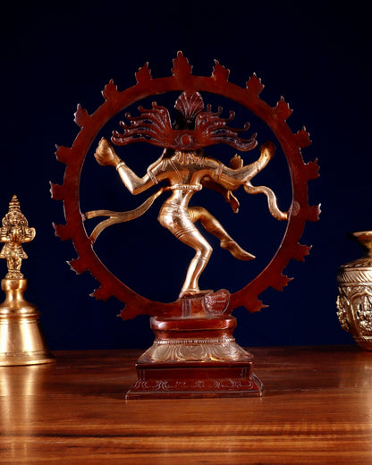 Vintage Brass Nataraja Sculpture – 9.2” double chola tone - Budhshiv.com
