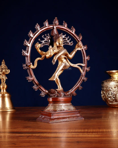 Vintage Brass Nataraja Sculpture – 9.2” double chola tone - Budhshiv.com