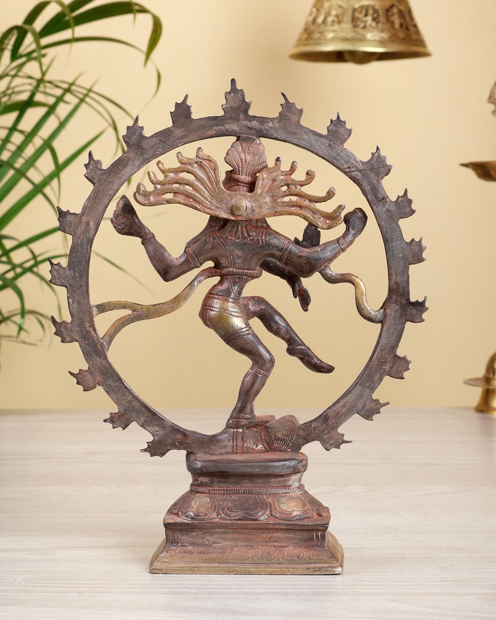 Vintage Brass Nataraja Sculpture – 9.2” red Sand Patina - Budhshiv.com