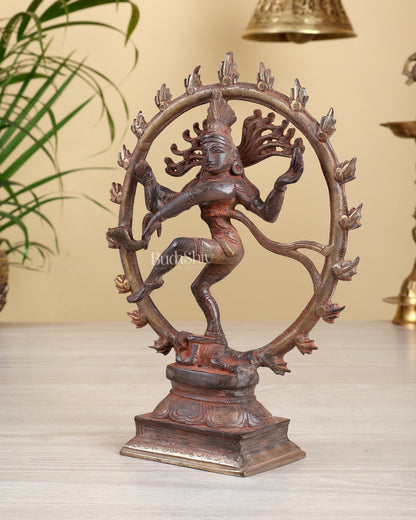Vintage Brass Nataraja Sculpture – 9.2” red Sand Patina - Budhshiv.com