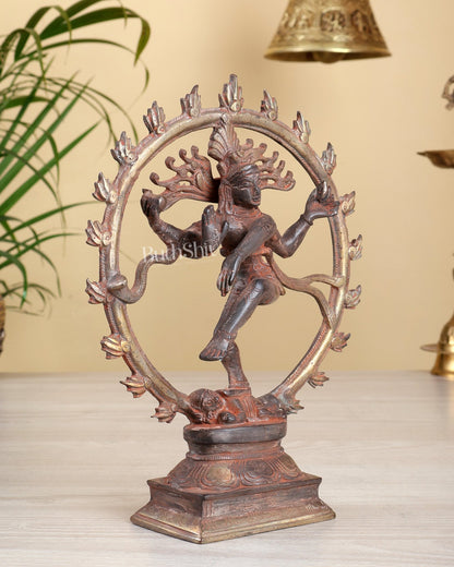 Vintage Brass Nataraja Sculpture – 9.2” red Sand Patina - Budhshiv.com