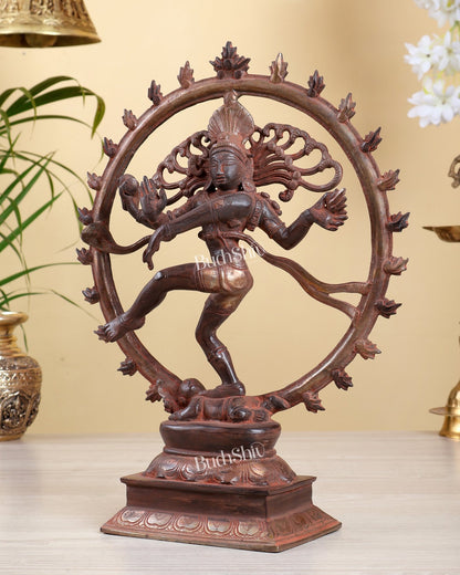 Vintage Brass Nataraja Statue vintage red Finish 13 inch - Budhshiv.com