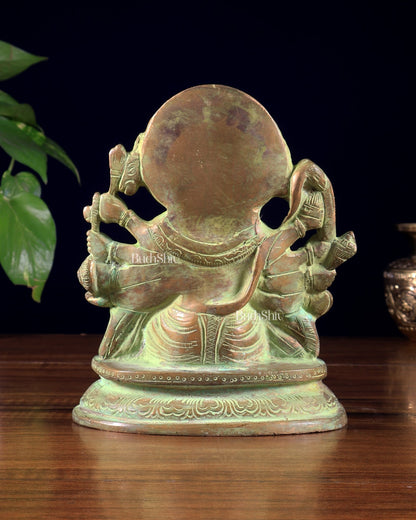 Vintage Brass Panchmukhi Hanuman Murti - 6.5 inch - Budhshiv.com