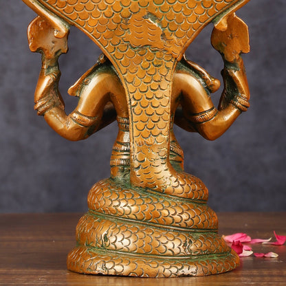 Vintage Brass Patanjali Statue - 8" Divine Sculpture - Budhshiv.com