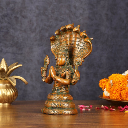 Vintage Brass Patanjali Statue - 8" Divine Sculpture - Budhshiv.com