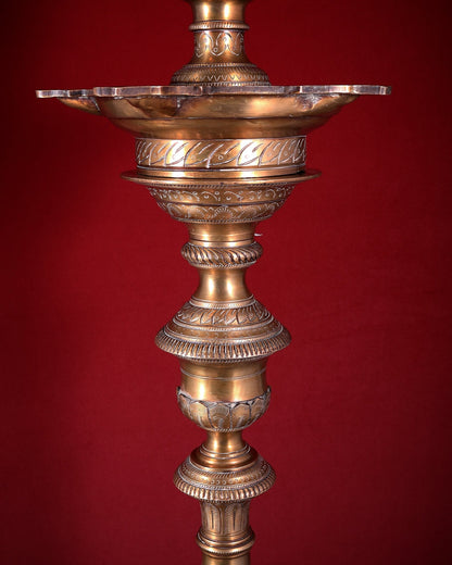 Vintage Brass Peacock Annam Pakshi Inauguration Oil Lamp (Samai / Diya) – Large & Rare 49 inch - Budhshiv.com