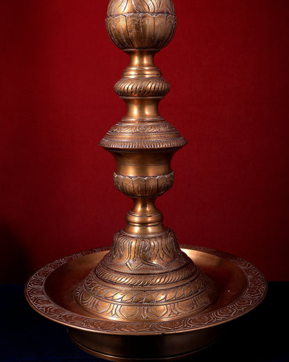 Vintage Brass Peacock Annam Pakshi Inauguration Oil Lamp (Samai / Diya) – Large & Rare 49 inch - Budhshiv.com