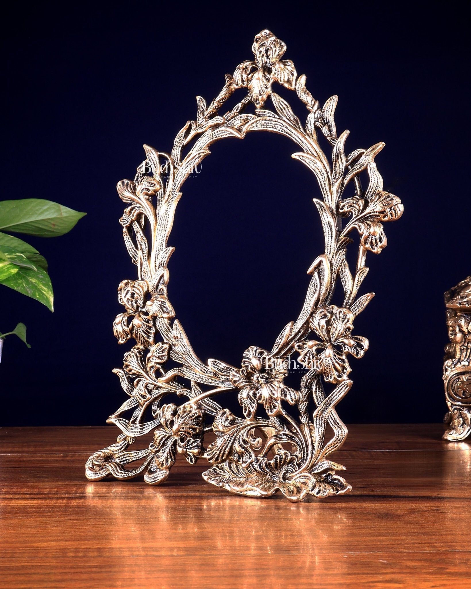 Vintage Brass Photo Frame – Wall Hanging & Tabletop with Adjustable Stand ( 14 inch ) - Budhshiv.com