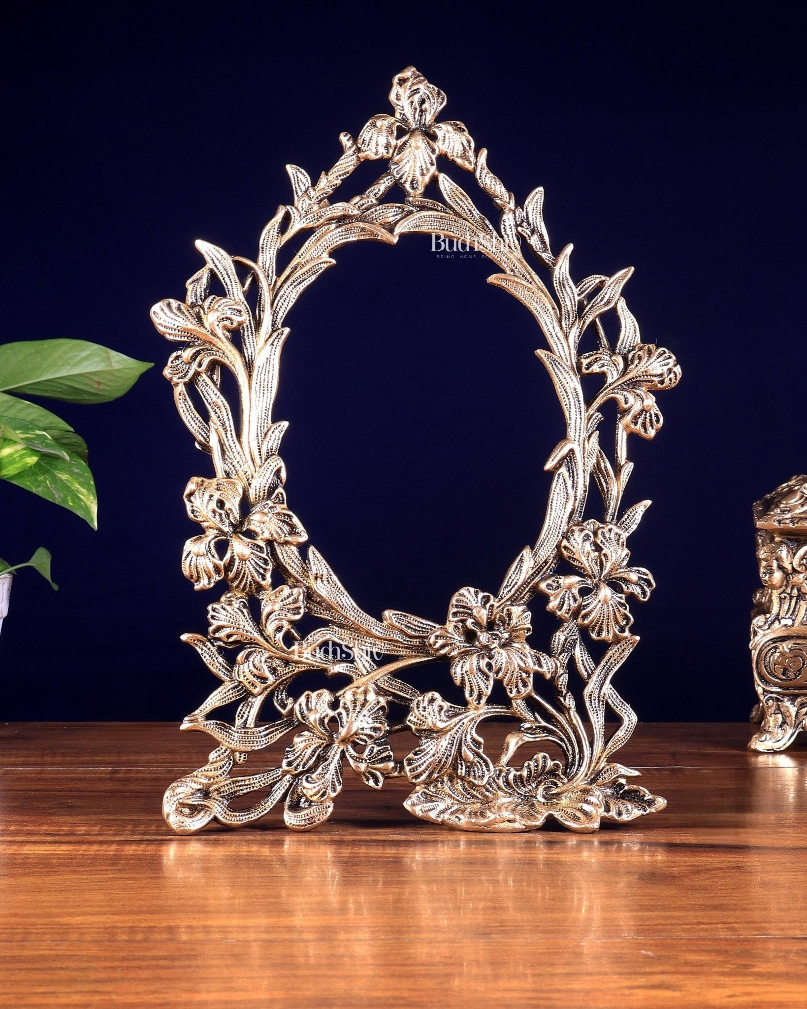 Vintage Brass Photo Frame – Wall Hanging & Tabletop with Adjustable Stand ( 14 inch ) - Budhshiv.com