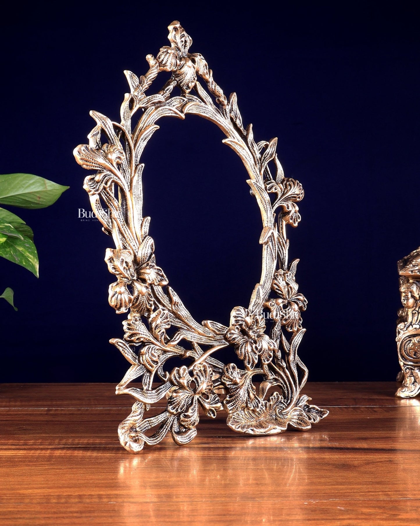 Vintage Brass Photo Frame – Wall Hanging & Tabletop with Adjustable Stand ( 14 inch ) - Budhshiv.com