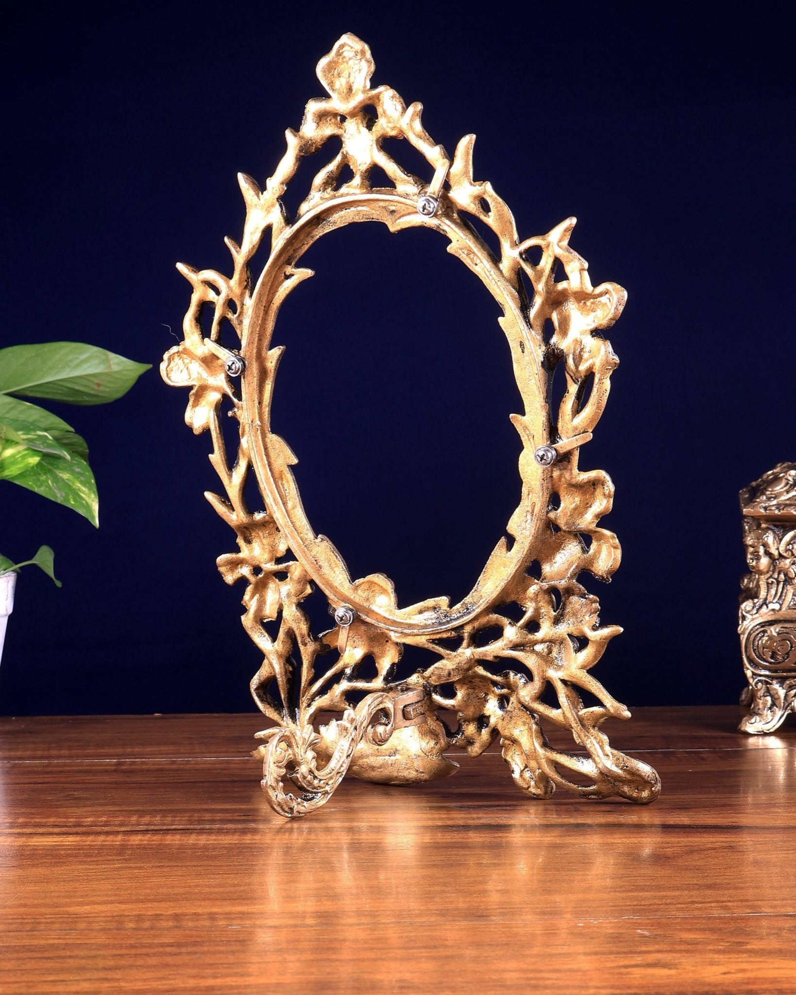 Vintage Brass Photo Frame – Wall Hanging & Tabletop with Adjustable Stand ( 14 inch ) - Budhshiv.com
