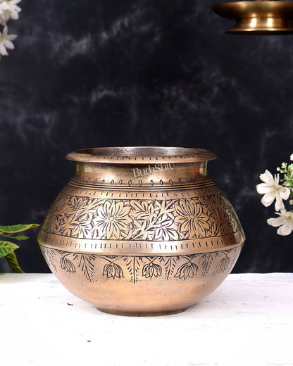 Vintage Brass Planter/Pot — Handcrafted 6.5 inch - Budhshiv.com
