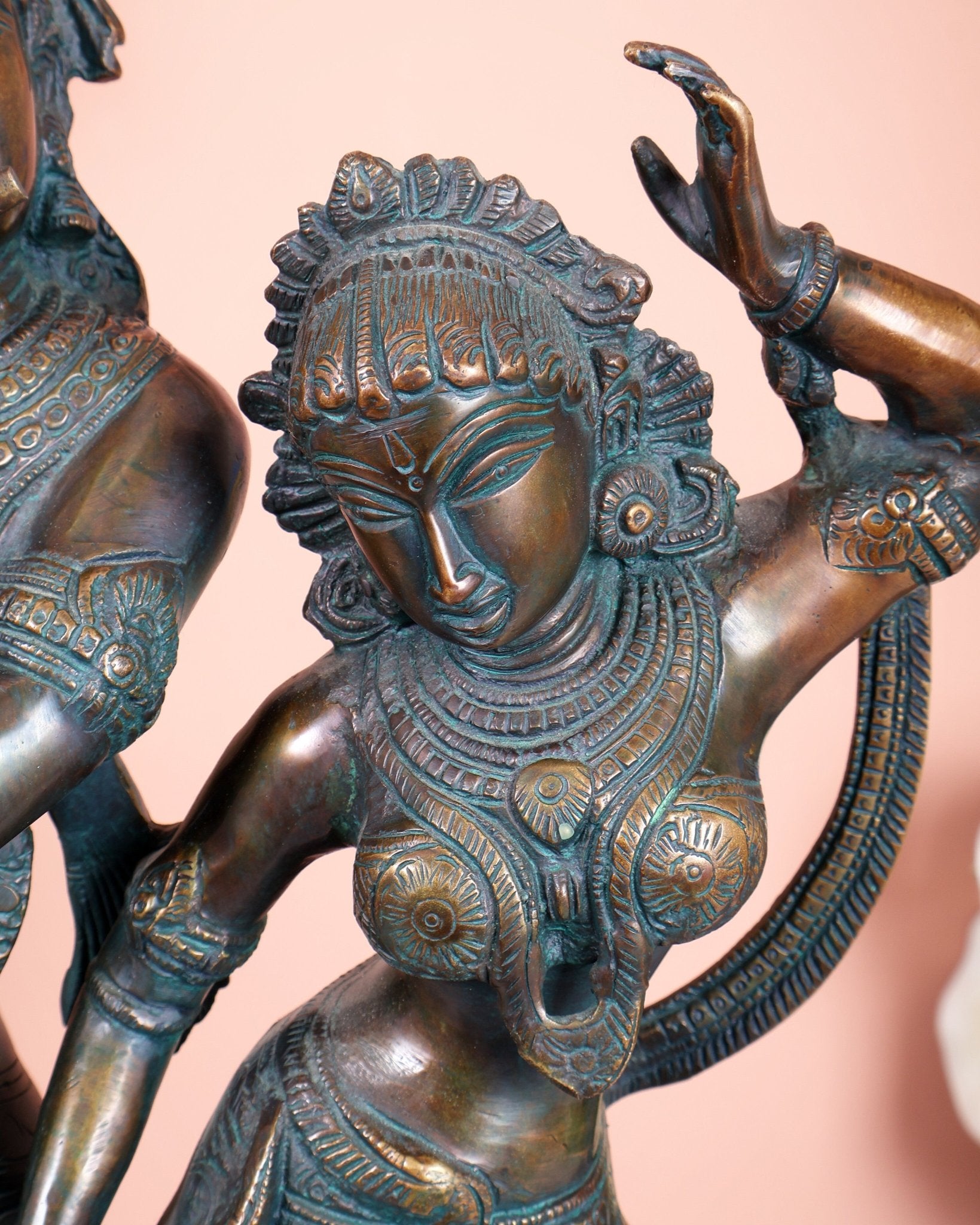 Vintage Brass Radha Krishna Dancing Statue 23 inch - Budhshiv.com