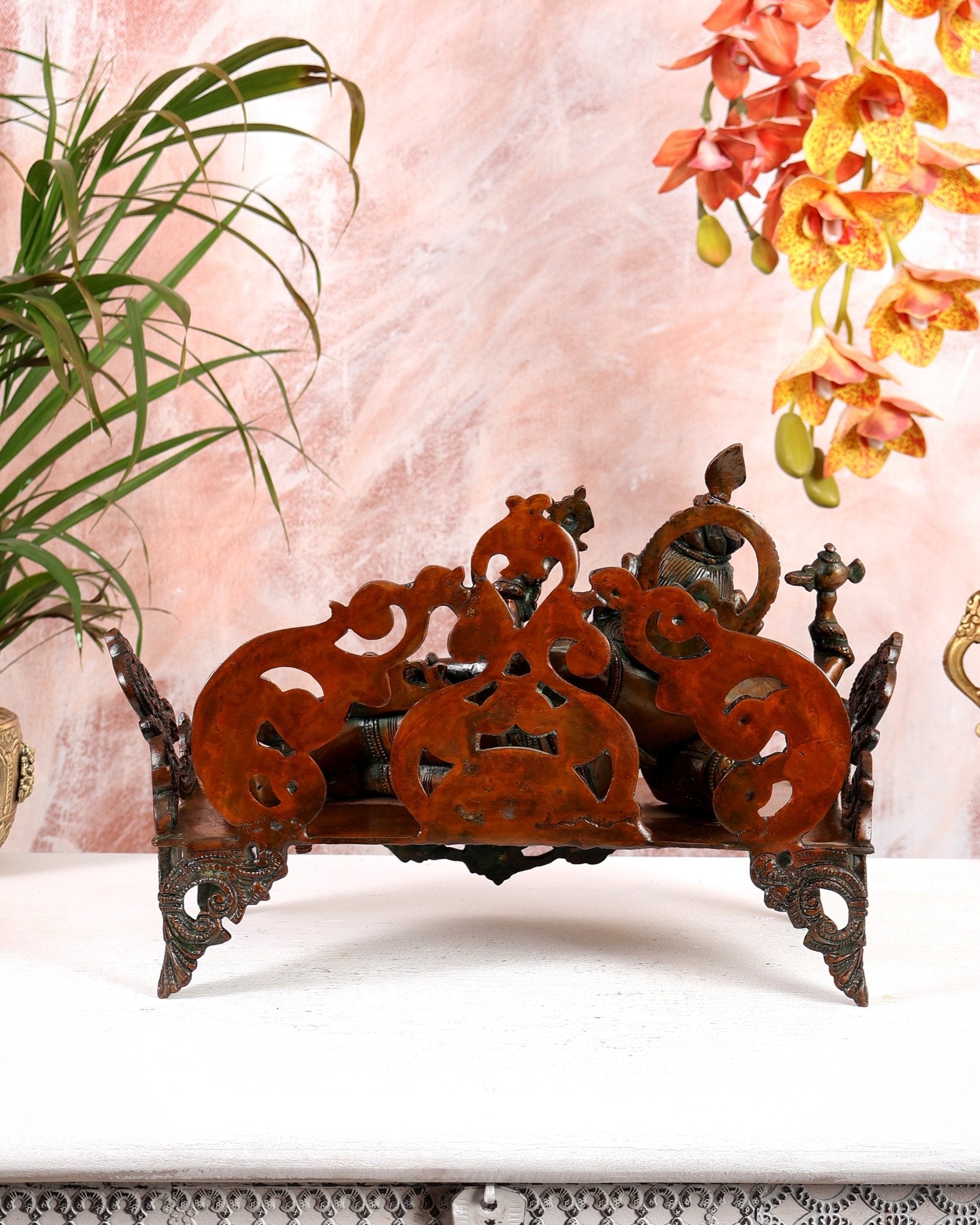 Vintage Brass Resting Ganesha Statue 14" - Budhshiv.com