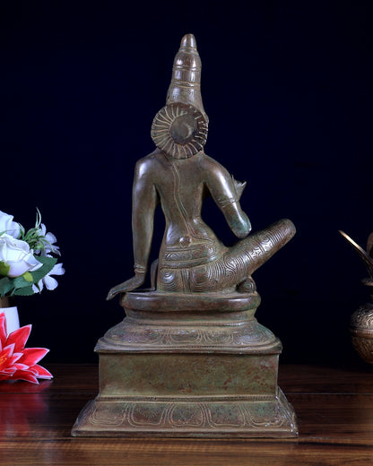 Vintage Brass Seated Uma Parvati Statue – Antique Finish 12.6" - Budhshiv.com