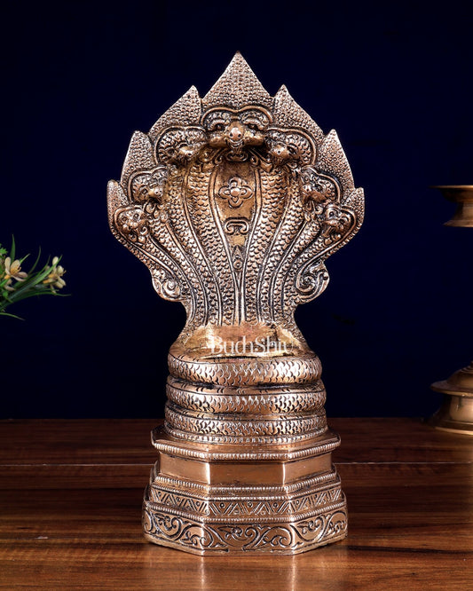 Vintage Brass Sheshanaag Idol 10 inch - Budhshiv.com