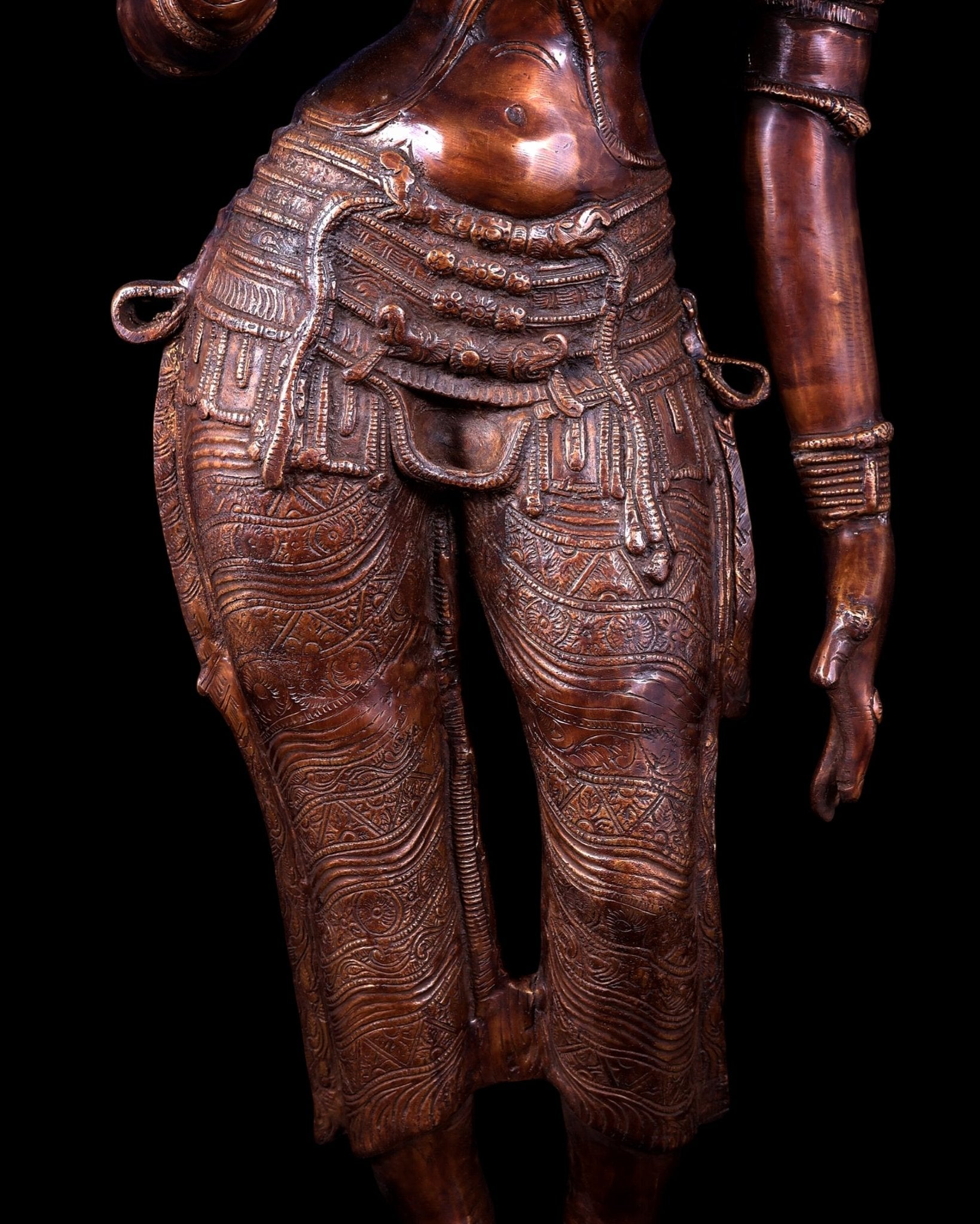 Vintage Brass Standing Uma Parvati Statue – Copper Tone 44 inch - Budhshiv.com