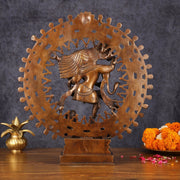 Vintage Brass Superfine Nataraja Statue with Beautiful Dreadlocks - 17" Divine Sculpture - Budhshiv.com