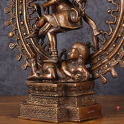 Vintage Brass Superfine Nataraja Statue with Beautiful Dreadlocks - 17" Divine Sculpture - Budhshiv.com