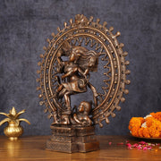 Vintage Brass Superfine Nataraja Statue with Beautiful Dreadlocks - 17" Divine Sculpture - Budhshiv.com