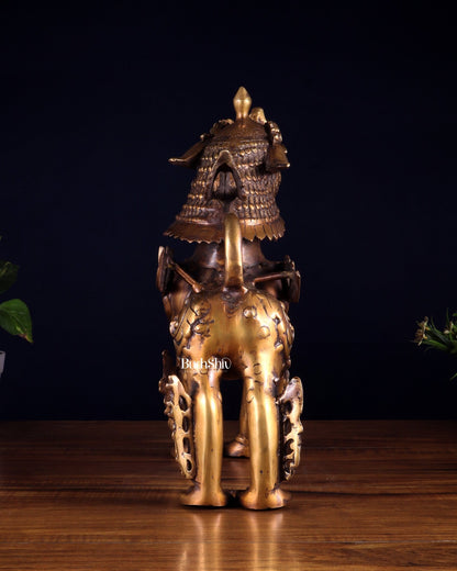 Vintage Brass Tibetan Snow Lion Statue 14.5 inch - Budhshiv.com