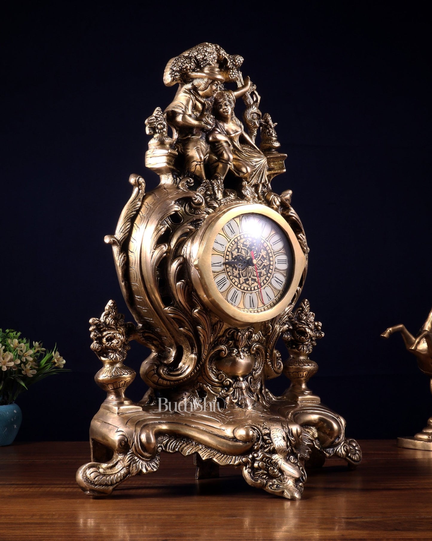 Vintage Brass Victorian Style Table Clock | 19.2 Inch - Budhshiv.com