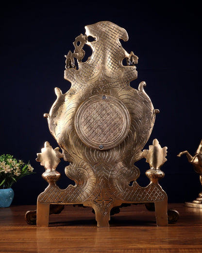 Vintage Brass Victorian Style Table Clock | 19.2 Inch - Budhshiv.com
