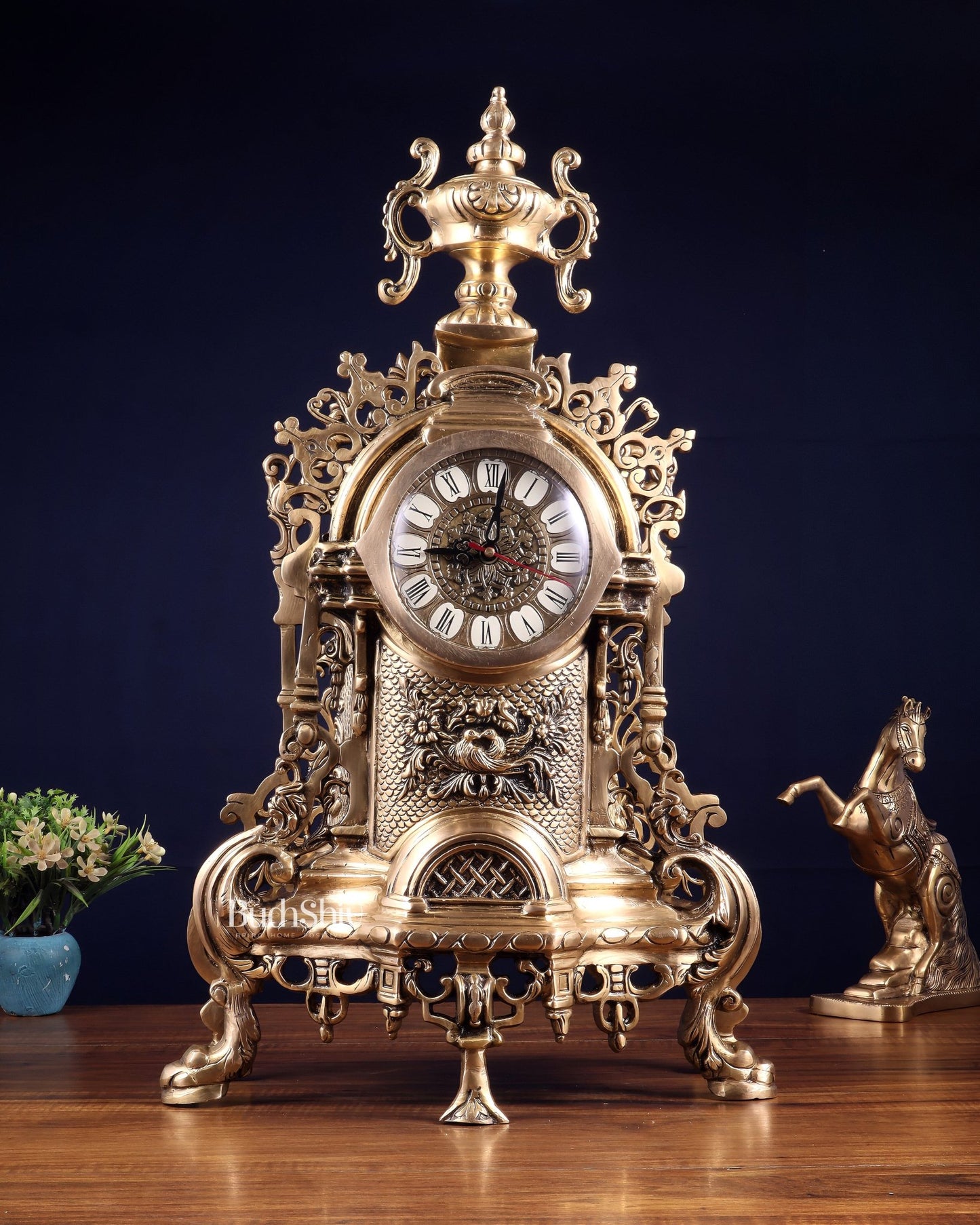 Vintage Brass Victorian Style Table Clock | 23 - Inch - Budhshiv.com