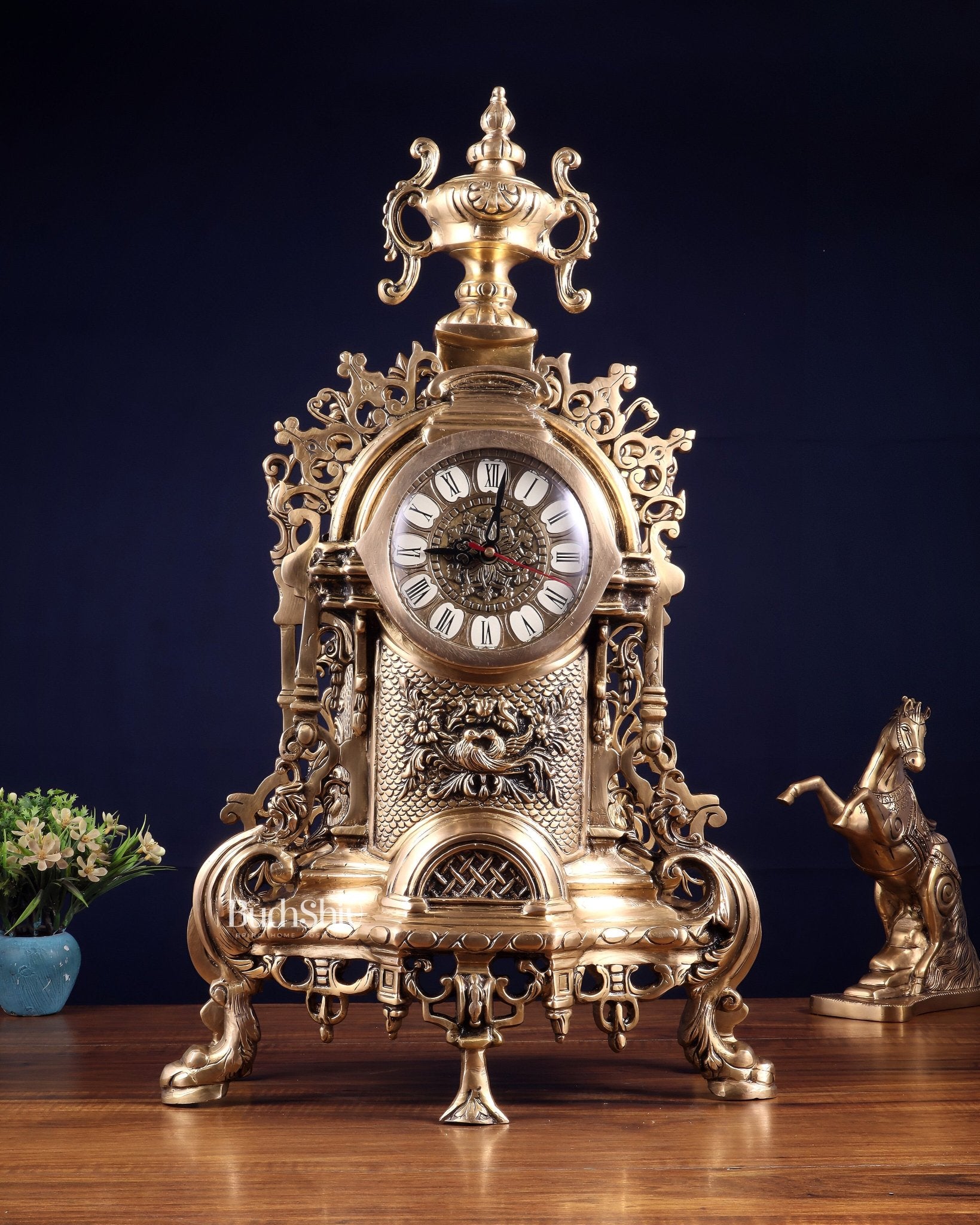 Vintage Brass Victorian Style Table Clock | 23 - Inch - Budhshiv.com