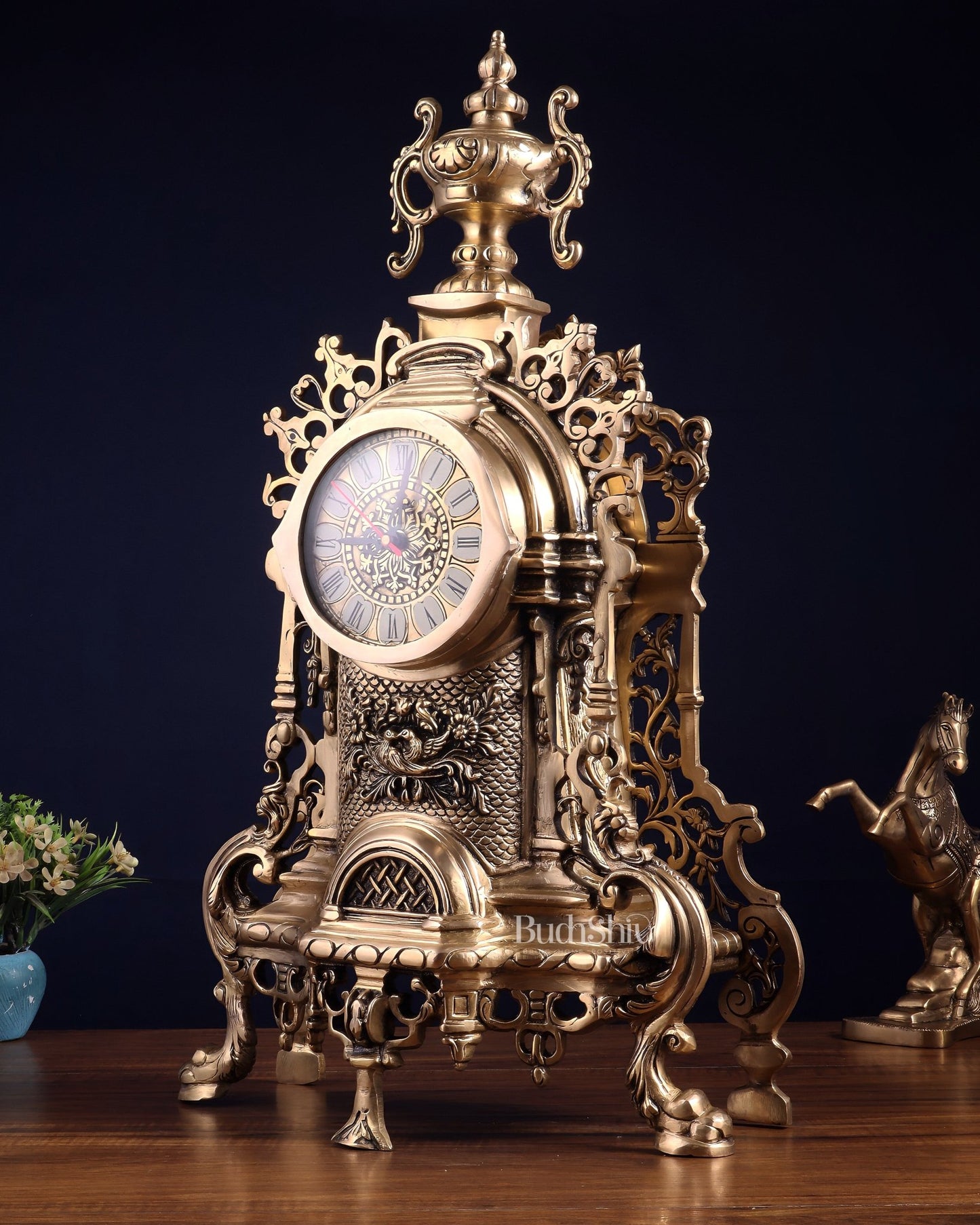 Vintage Brass Victorian Style Table Clock | 23 - Inch - Budhshiv.com