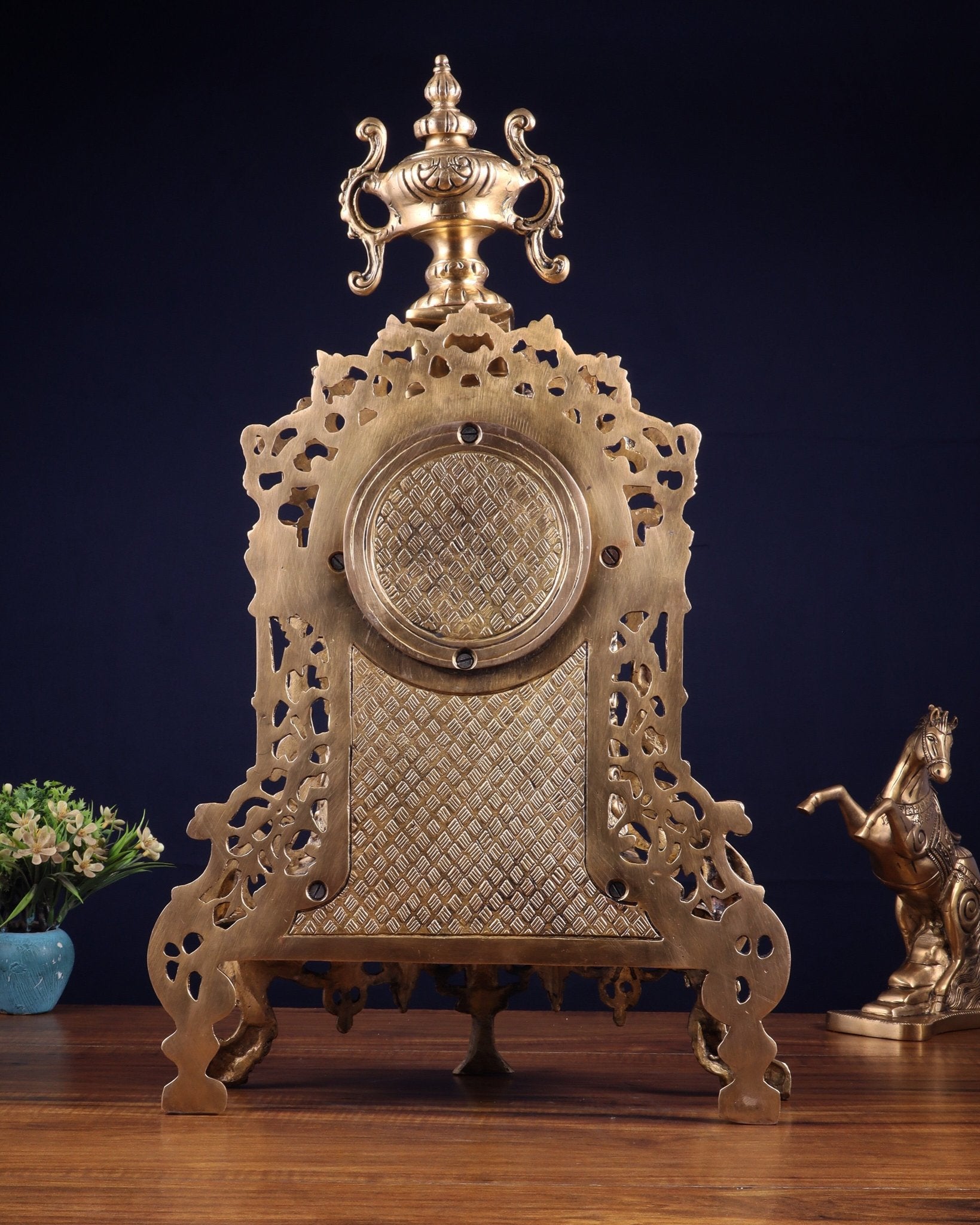 Vintage Brass Victorian Style Table Clock | 23 - Inch - Budhshiv.com