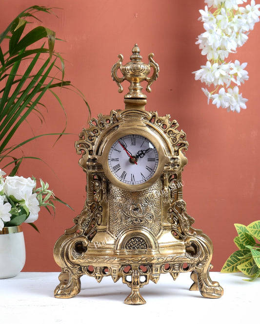 Vintage Brass Victorian Table Clock | 14” - Budhshiv.com