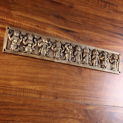 Vintage Brass Vishnu Dashavatar Wall Panel 16 inch wide - Budhshiv.com